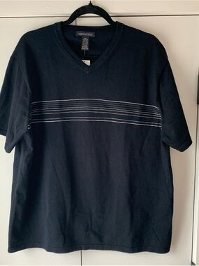 Banana Republic Black V-Neck Men's Shirt with  Stripes